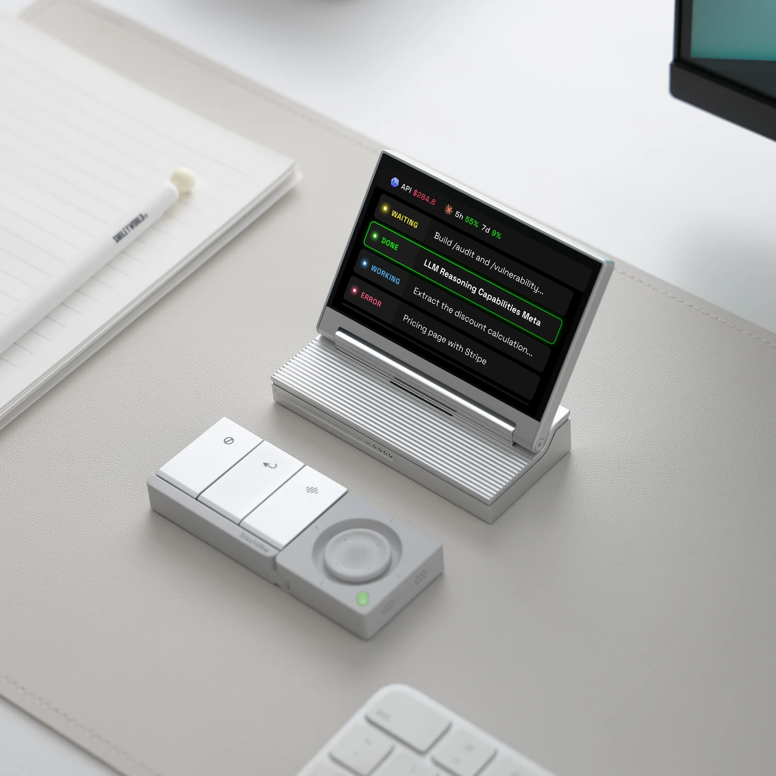 SlashVibe display and detached controller on a desk
